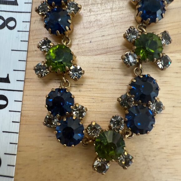 Ann Taylor Gold-Tone Necklace With Green & Blue Crystal Accents - Picture 9 of 12